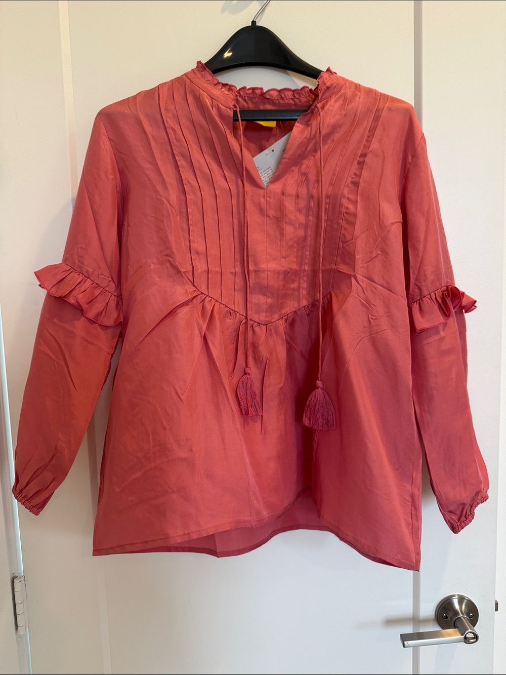 Roller Rabbit Coral Pink Tassel Peasant Blouse